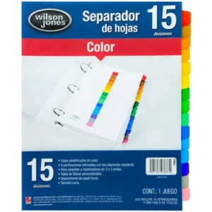 Comercializadora y Suministros separador wilson jones 15 posiciones carta ceja de color