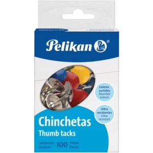 Comercializadora y Suministros chinchetas metalicas pelikan, varios colores 100pza