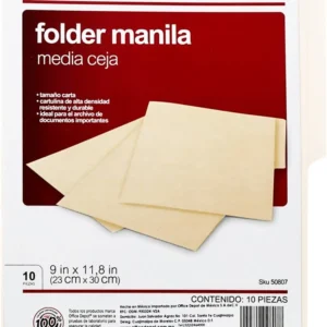 Comercializadora y Suministros folder carta media ceja/manila/100 pzas