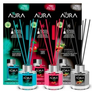 Comercializadora y Suministros aromatizante ambiental aura refil brisa marina y sandalo y cedro 3 piezas de 100 ml c/u