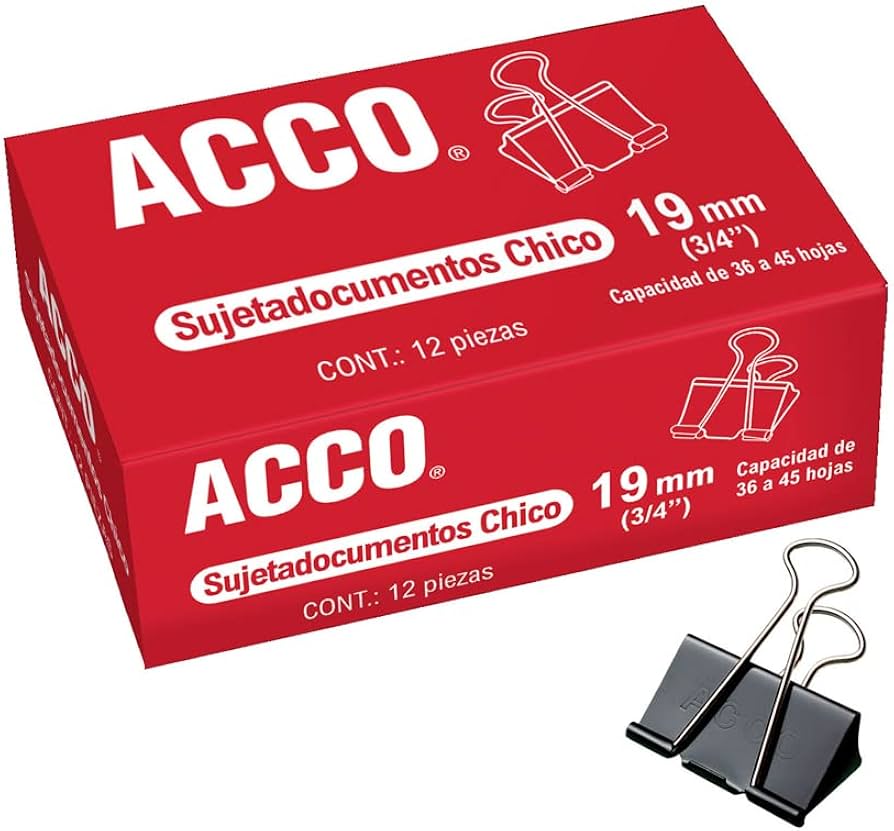 sujeta documentos acco 25mm metal chico c/p 12 sujeta documentos acco 25mm metal chico c/p 12